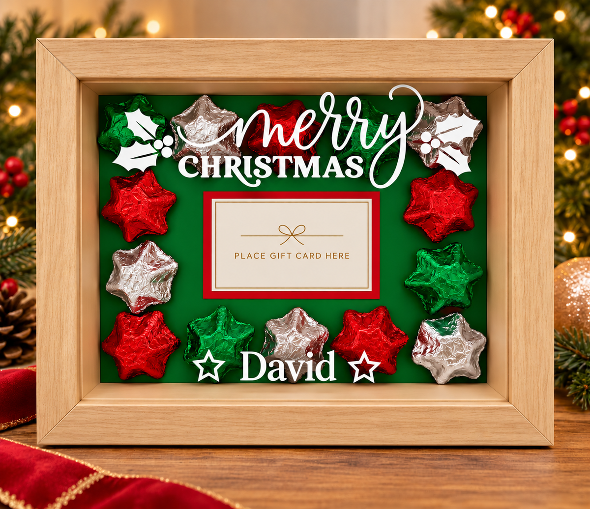 Personalised Christmas Chocolate Shadow Box with Gift Card Provision