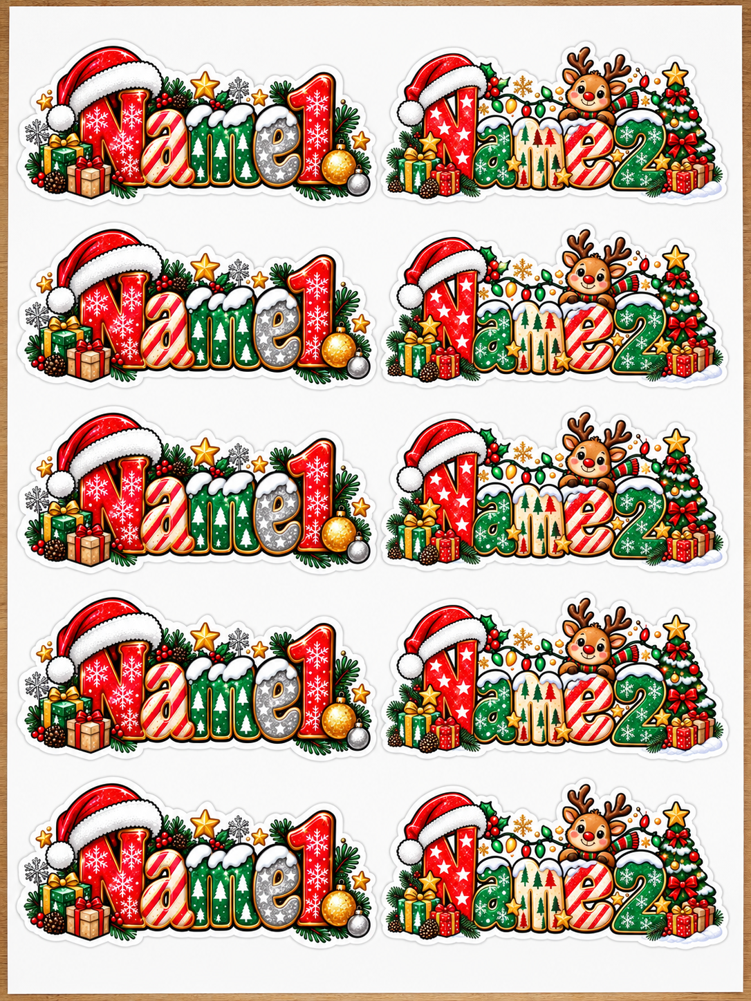 Personalised Christmas Name Stickers
