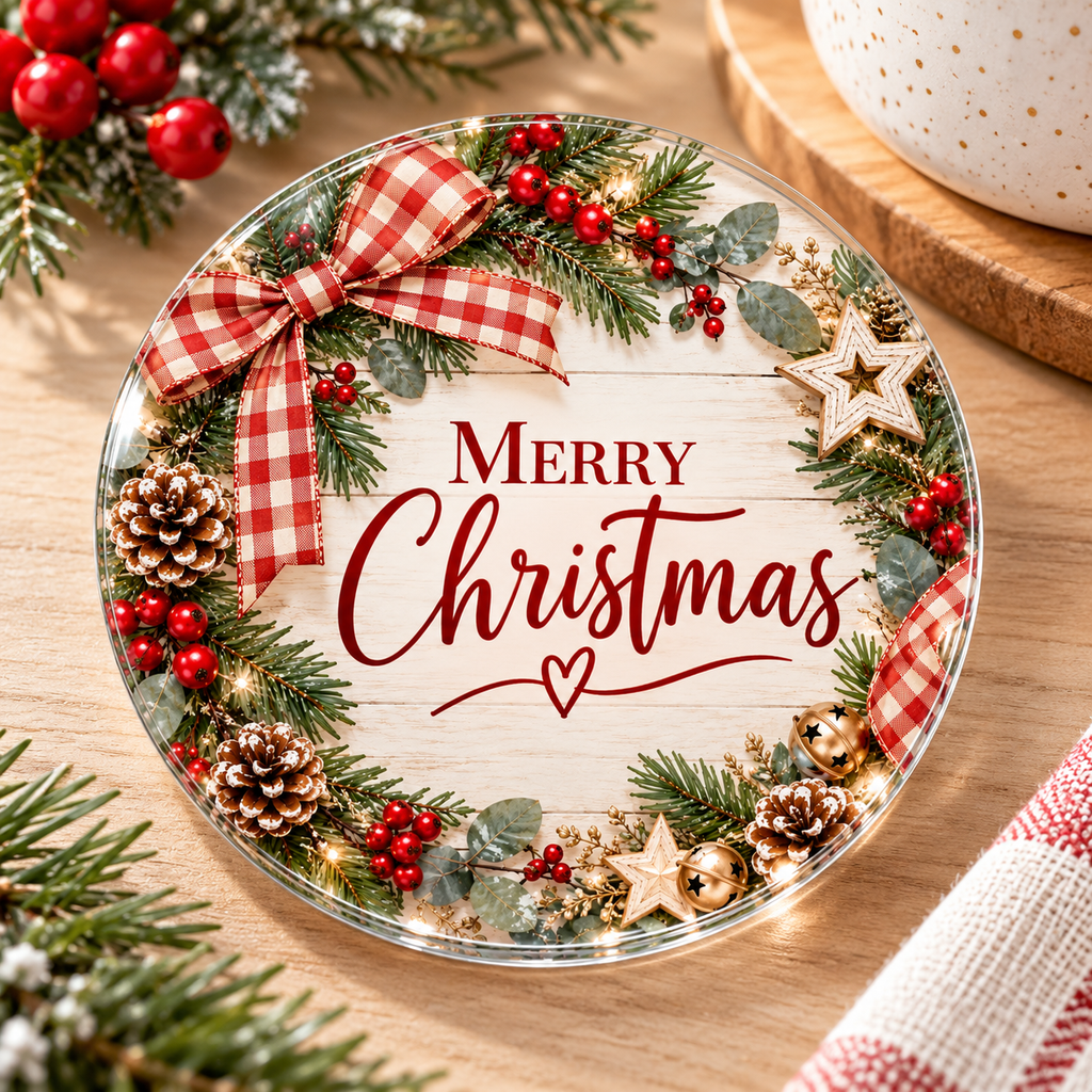 Round and Square Glass Christmas Coasters (singular)
