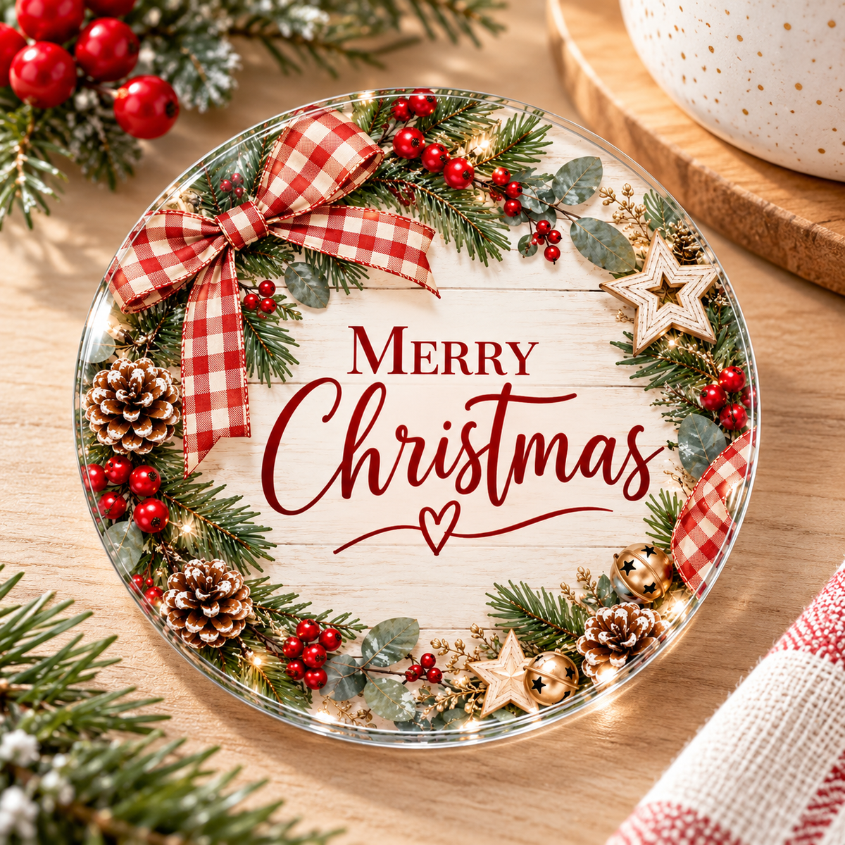 Round and Square Glass Christmas Coasters (singular)