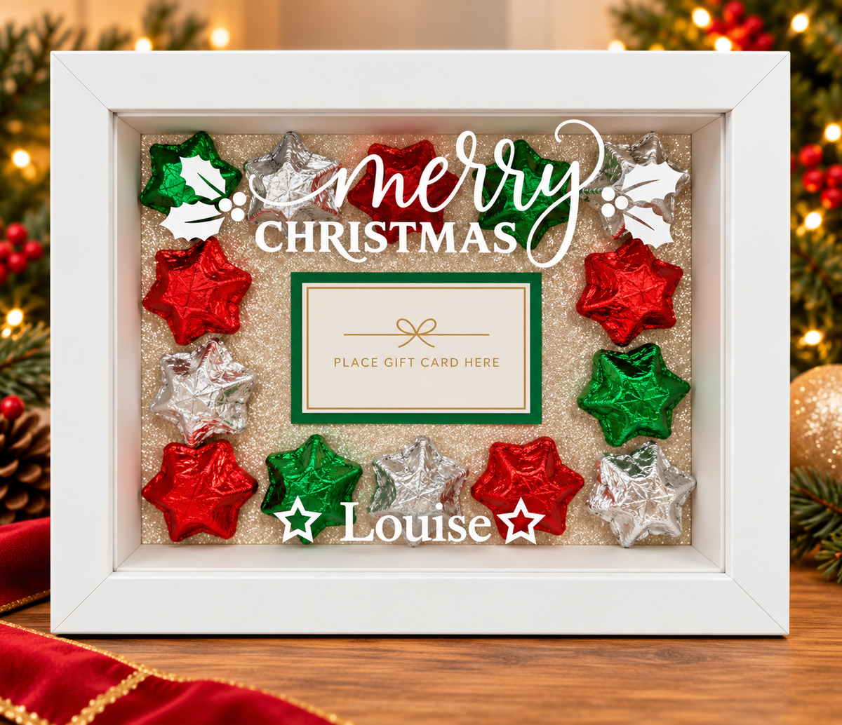 Personalised Christmas Chocolate Gift Card Frame | Rose by NattyB