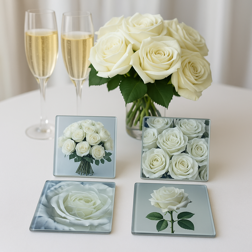 Ivory Collection Glass Coasters (set of 4)