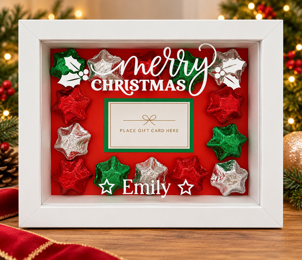 Personalised Christmas Chocolate Gift Card Frame | Rose by NattyB
